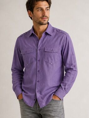 💜 Sovereign Code Purple Button-Up Shirt Men’s XL Long Sleeve Casual Modern Fit